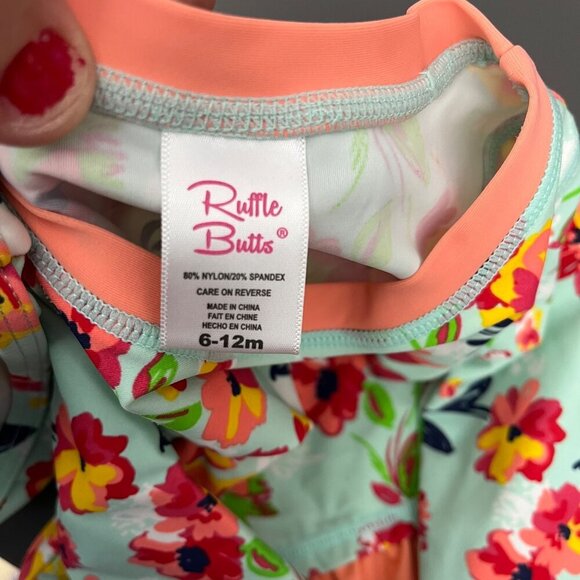 Ruffle Butts Floral‎ Rash Guard 2 pIece Swim Size 6-12 M - Picture 5 of 5